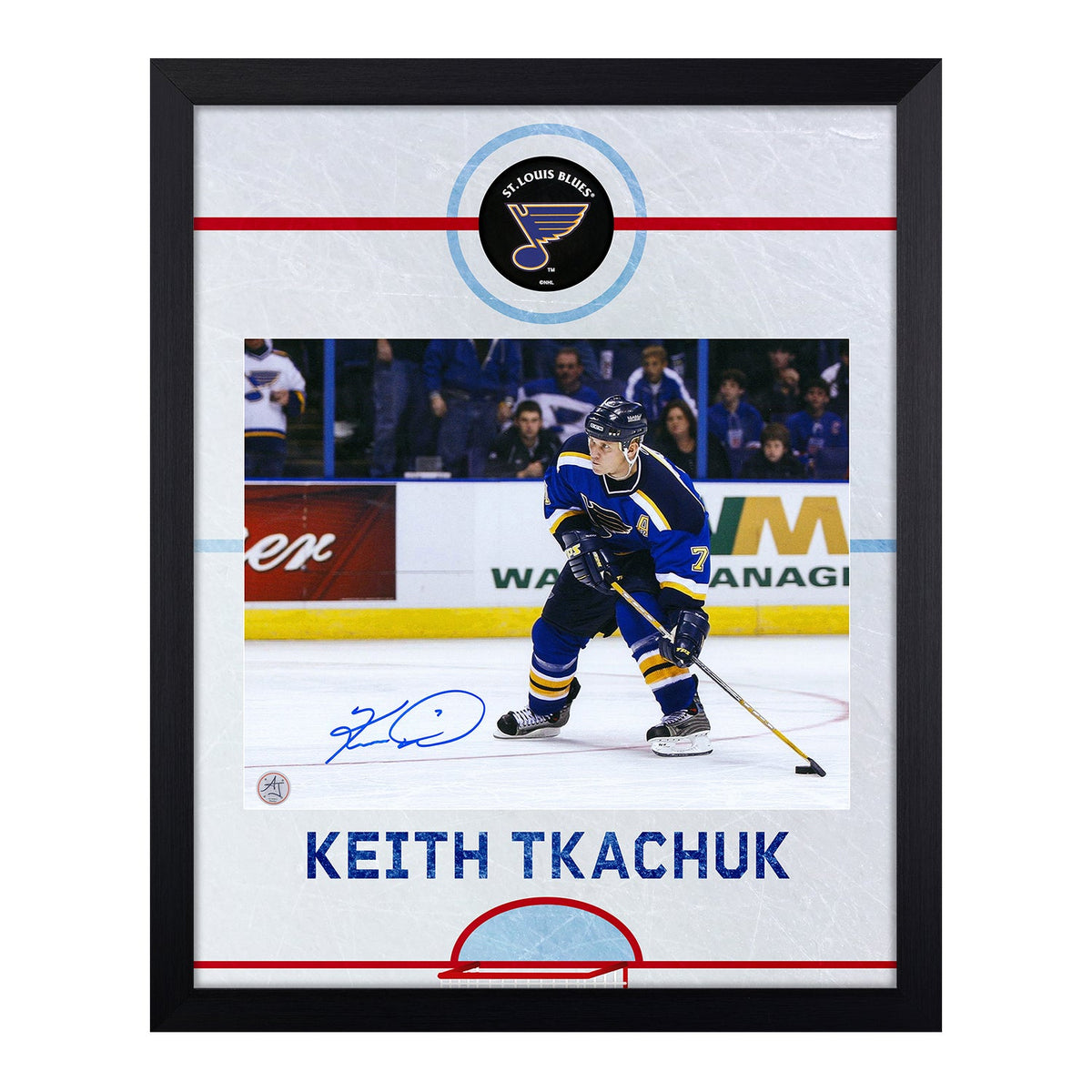 Keith Tkachuk Signed St Louis Blues Graphic Rink 19x23 Frame product image 1, provided for visual reference and product
