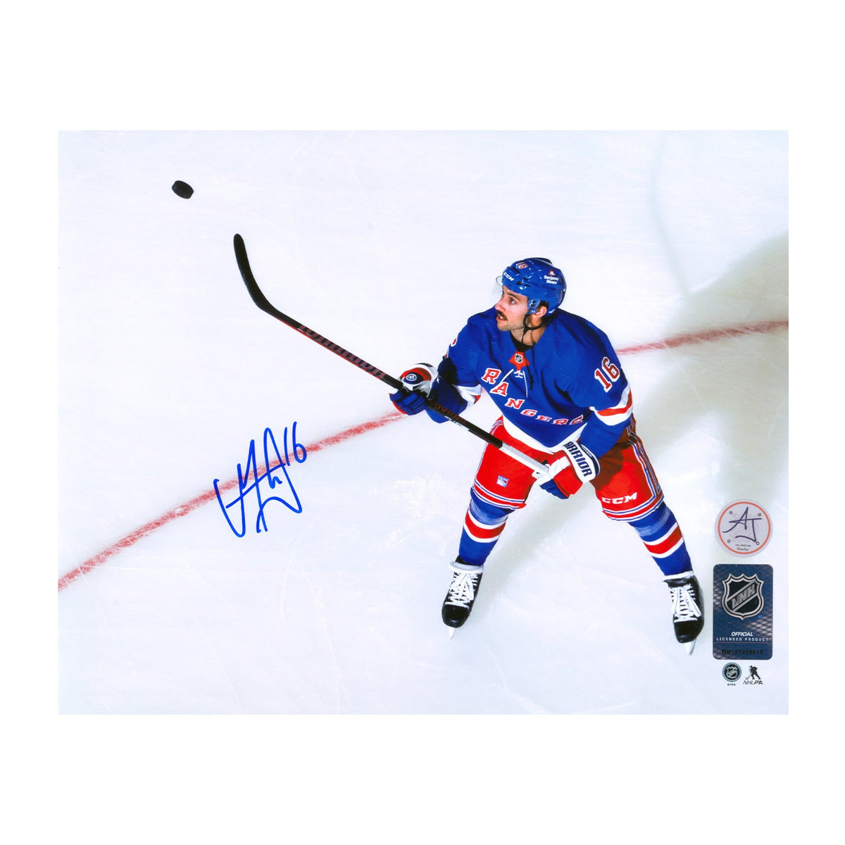 Vincent Trocheck Autographed New York Rangers Trick Shot 8x10 Photo product image 1, provided for visual reference and
