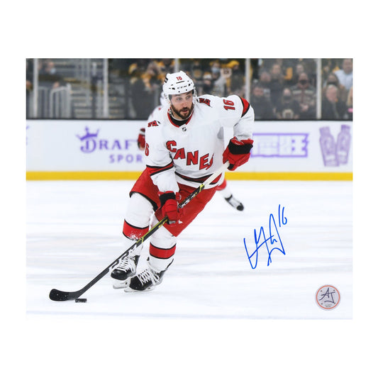 Vincent Trocheck Signed Carolina Hurricanes Puck Rush 8x10 Photo product image 1, provided for visual reference and product