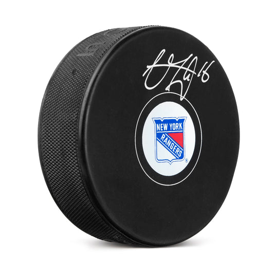 Vincent Trocheck Autographed New York Rangers Hockey Puck product image 1, provided for visual reference and product detail