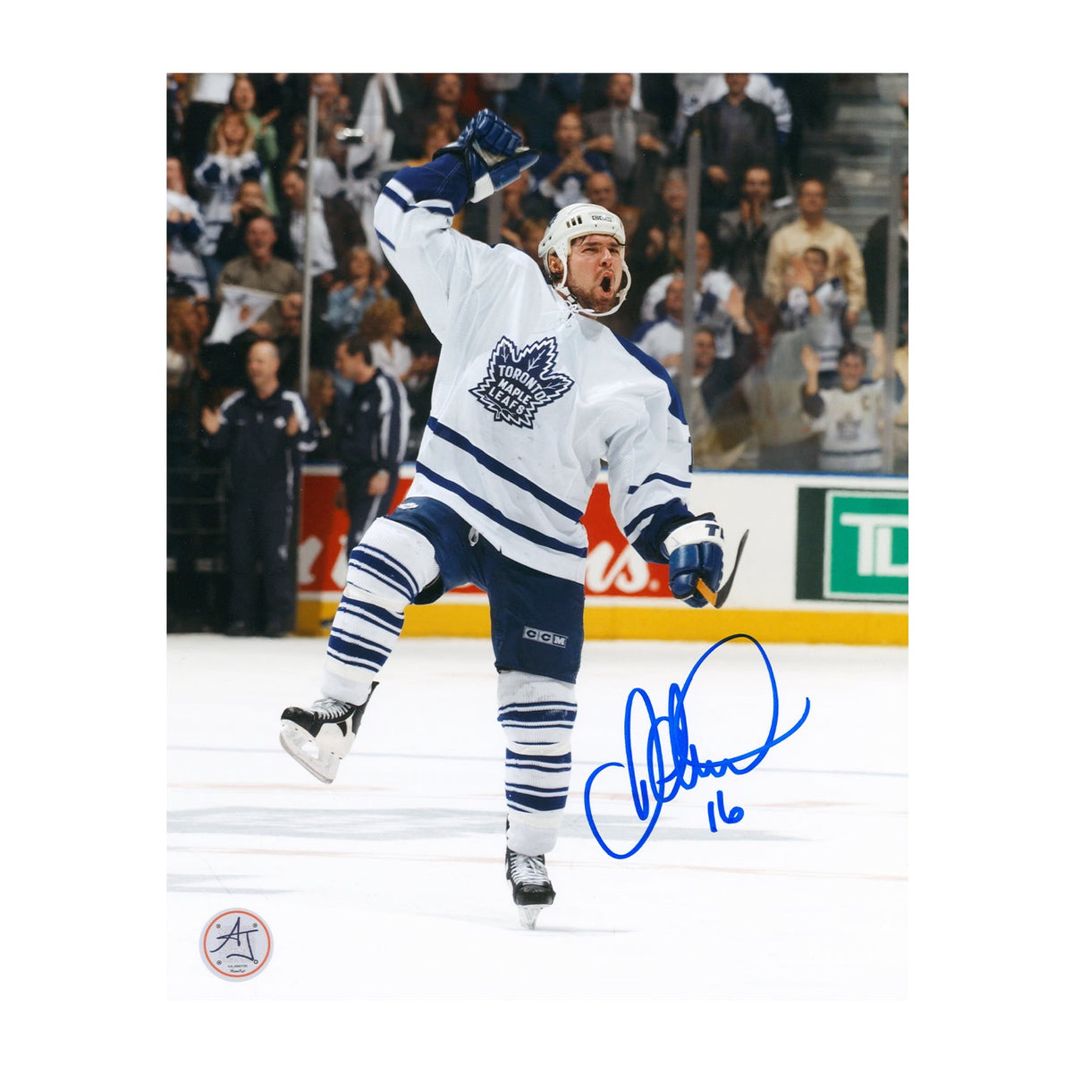 Darcy Tucker Autographed Toronto Maple Leafs Fanfare 8x10 Photo product image 1, provided for visual reference and product