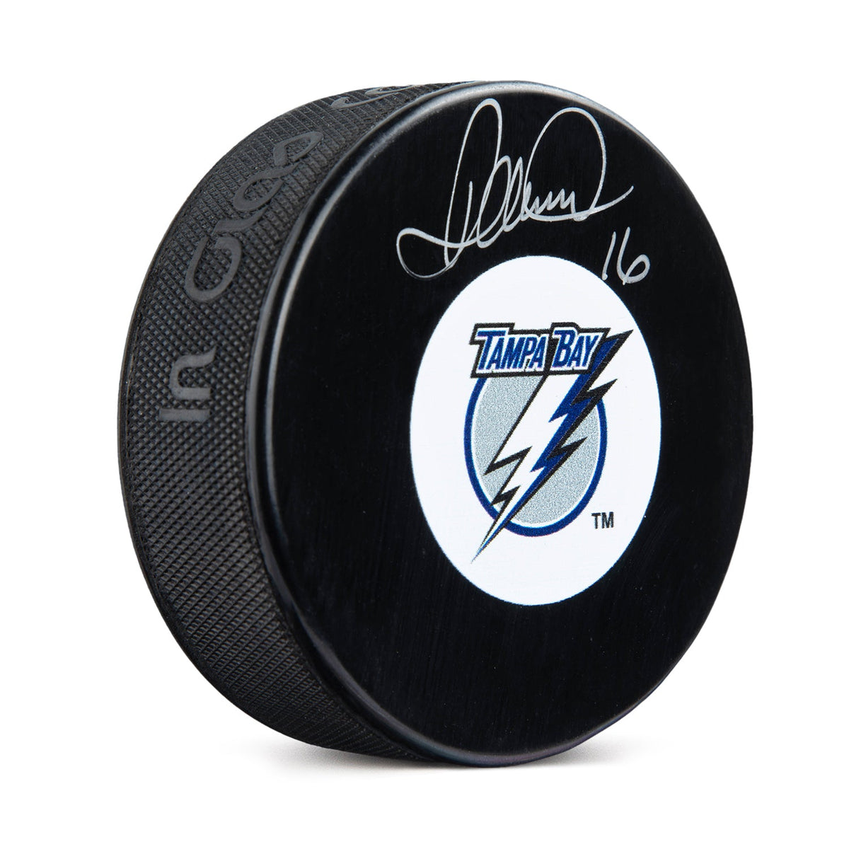 Darcy Tucker Autographed Tampa Bay Lightning Retro Logo Puck product image 1, provided for visual reference and product