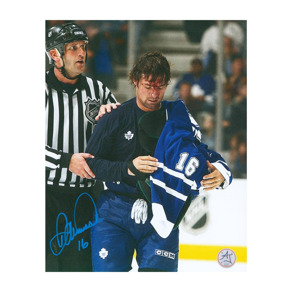 Darcy Tucker Signed Toronto Maple Leafs Bloody Warrior 8x10 Photo product image 1, provided for visual reference and product