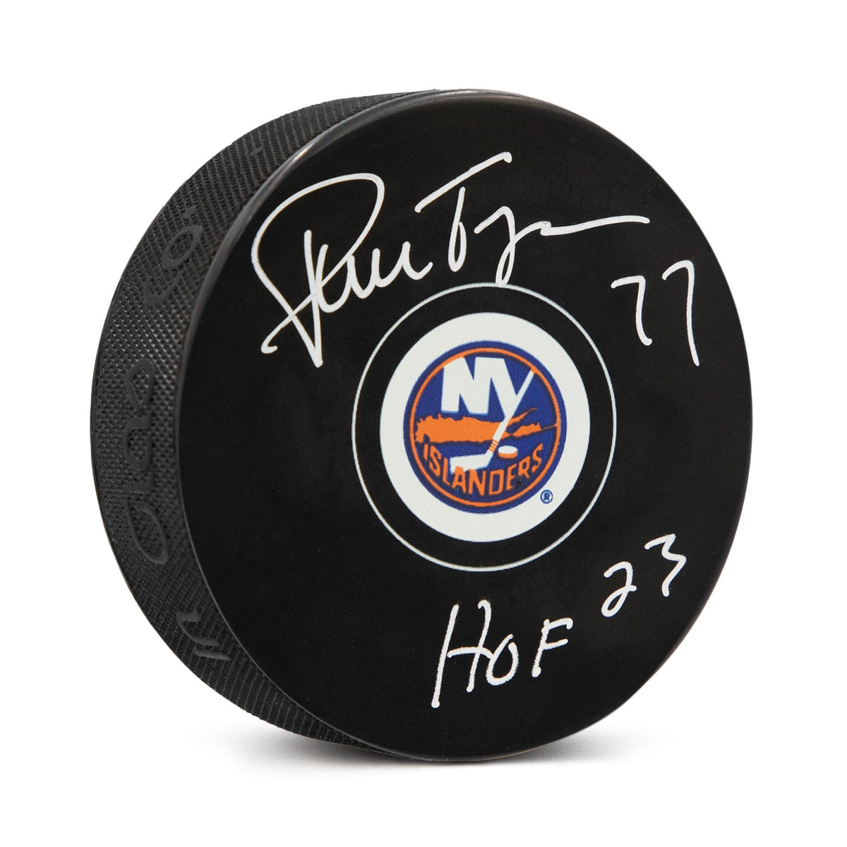 Pierre Turgeon Autographed New York Islanders Hockey Puck with HOF Note product image 1, provided for visual reference and