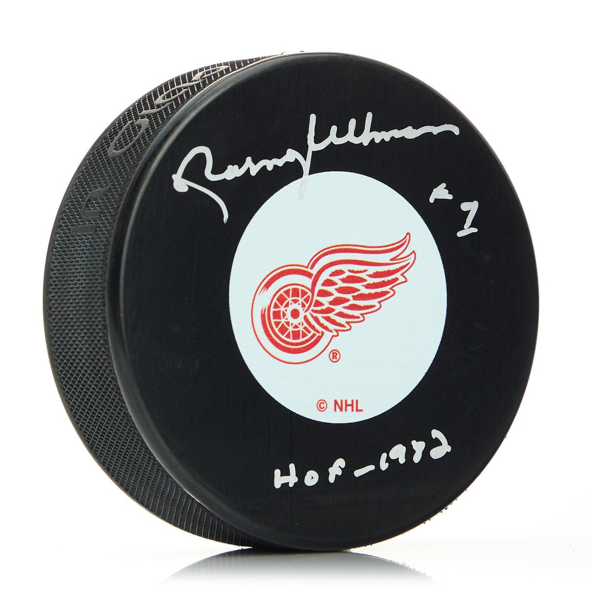 Norm Ullman Signed Detroit Red Wings Hockey Puck with HOF Note product image 1, provided for visual reference and product