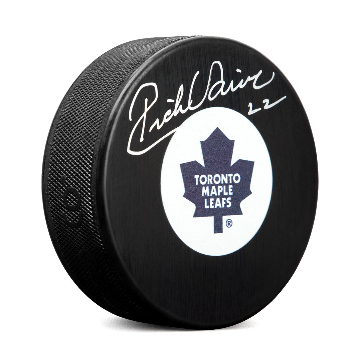 Rick Vaive Autographed Toronto Maple Leafs Retro Logo Puck product image 1, provided for visual reference and product detail