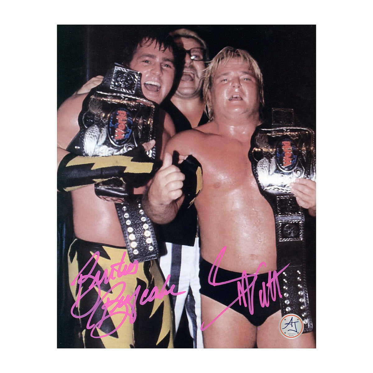 Greg Valentine Dual Signed Wrestling 8x10 Photo product image 1, provided for visual reference and product detail review
