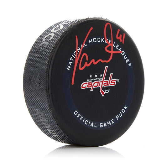 Vitek Vanecek Signed Washington Capitals Official Game Puck product image 1, provided for visual reference and product