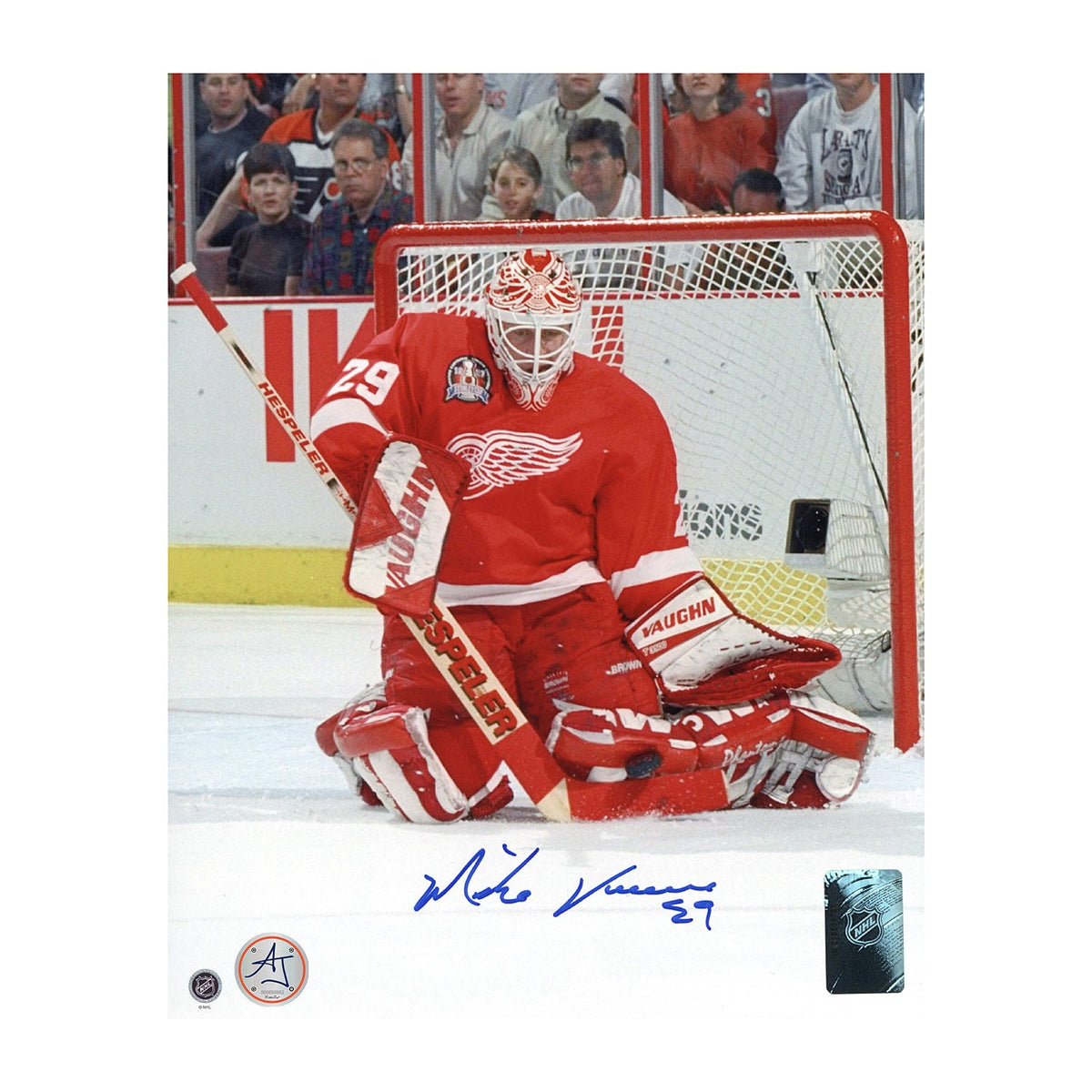 Mike Vernon Signed Detroit Red Wings Butterfly Save 8x10 Photo product image 1, provided for visual reference and product