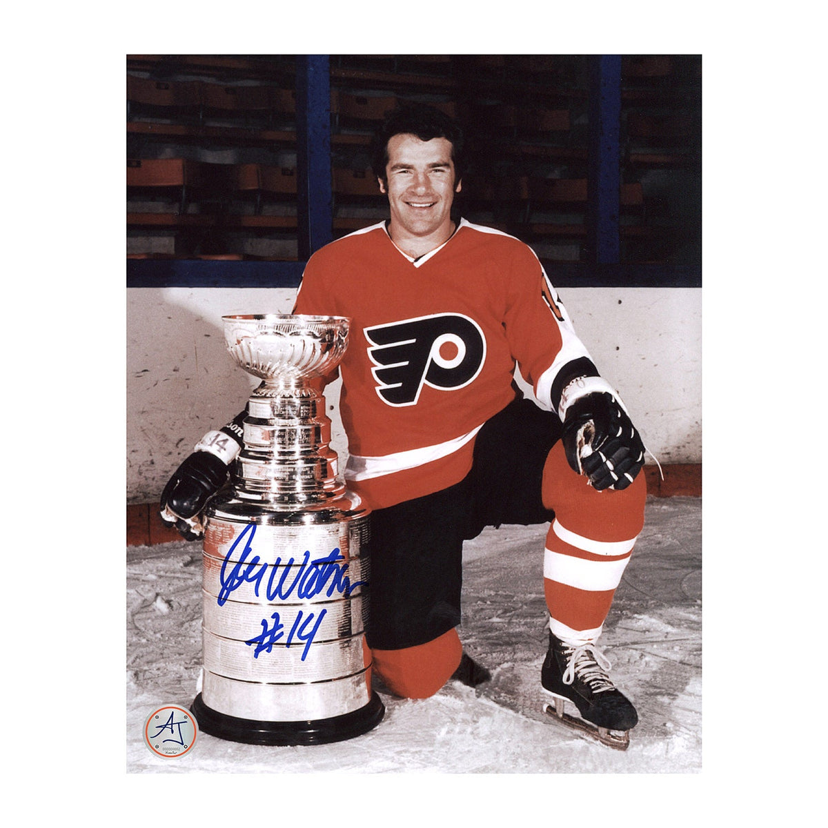 Joe Watson Autographed Philadelphia Flyers Stanley Cup 8x10 Photo product image 1, provided for visual reference and product