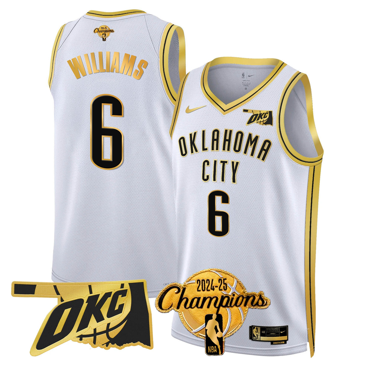 The Thunder 2024-25 Champions Black Gold Jersey - Stitched product image 18, provided for visual reference and product