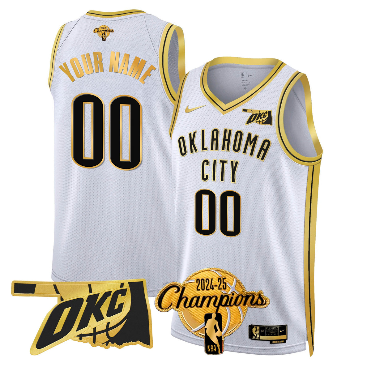OKC 2024-25 Champions Custom Jersey - Stitched product image 5, provided for visual reference and product detail review