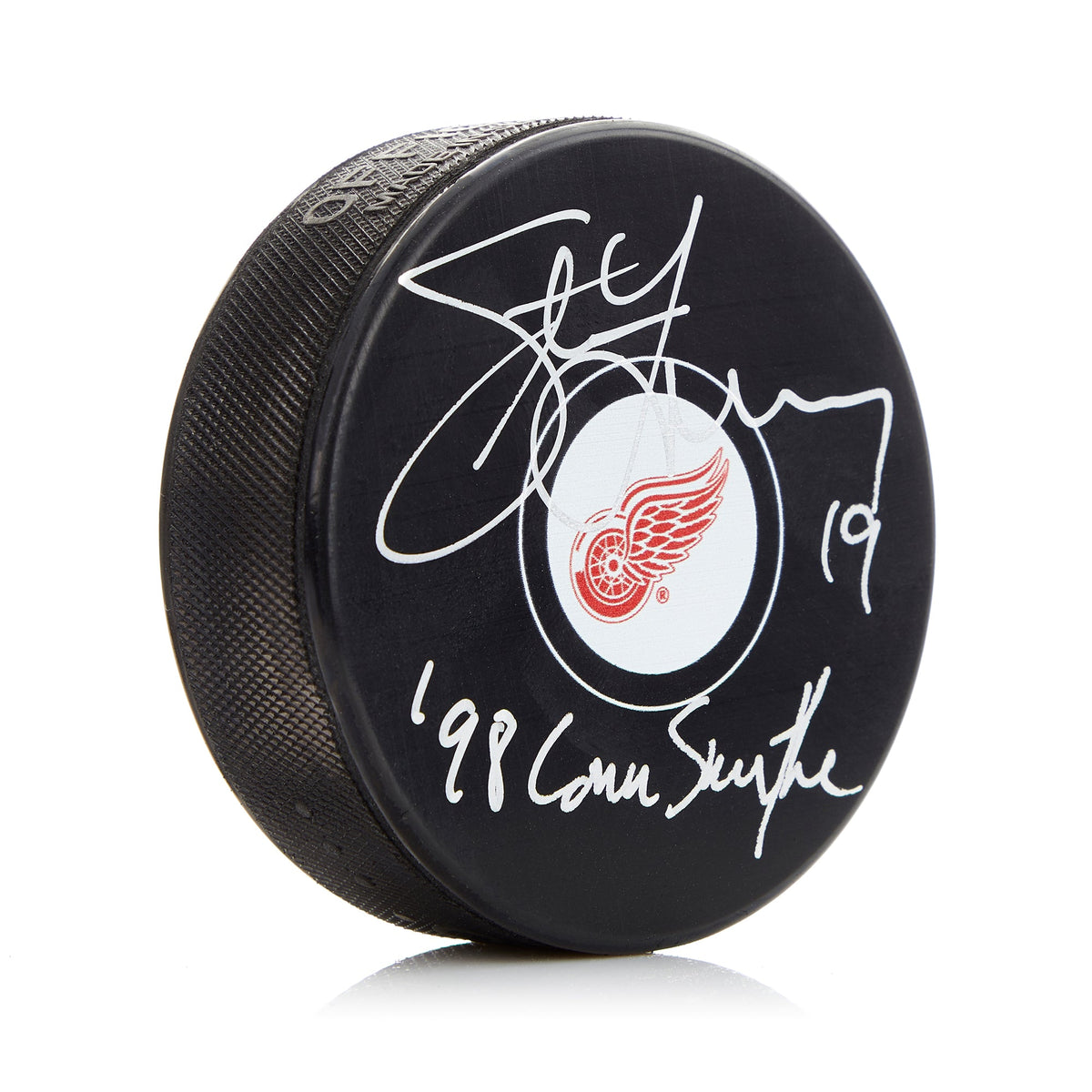 Steve Yzerman Signed Detroit Red Wings Puck with 98 Conn Smythe Note product image 1, provided for visual reference and