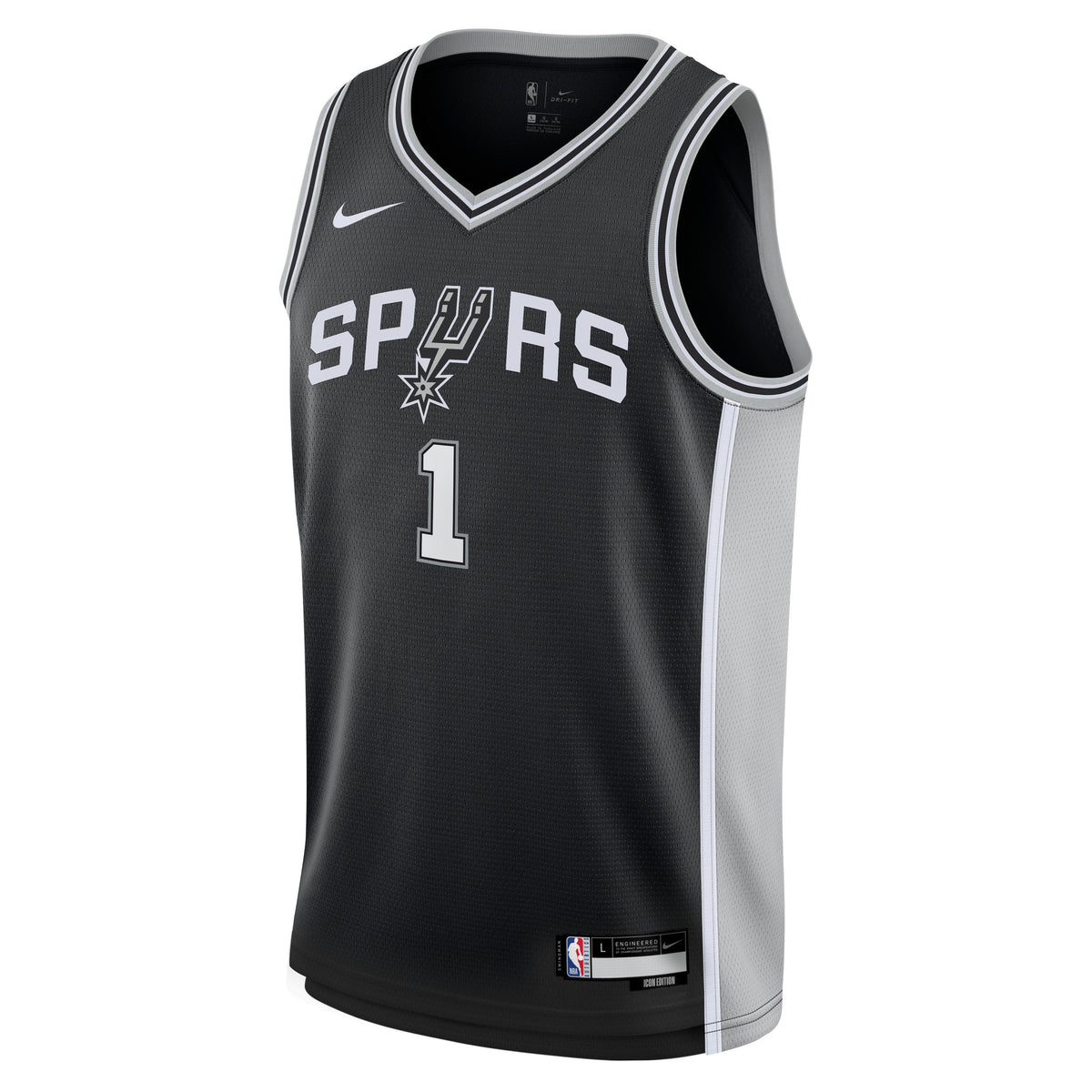 San Antonio Spurs Victor Wembanyama Nike Black Swingman Icon Jersey product image 2, provided for visual reference and