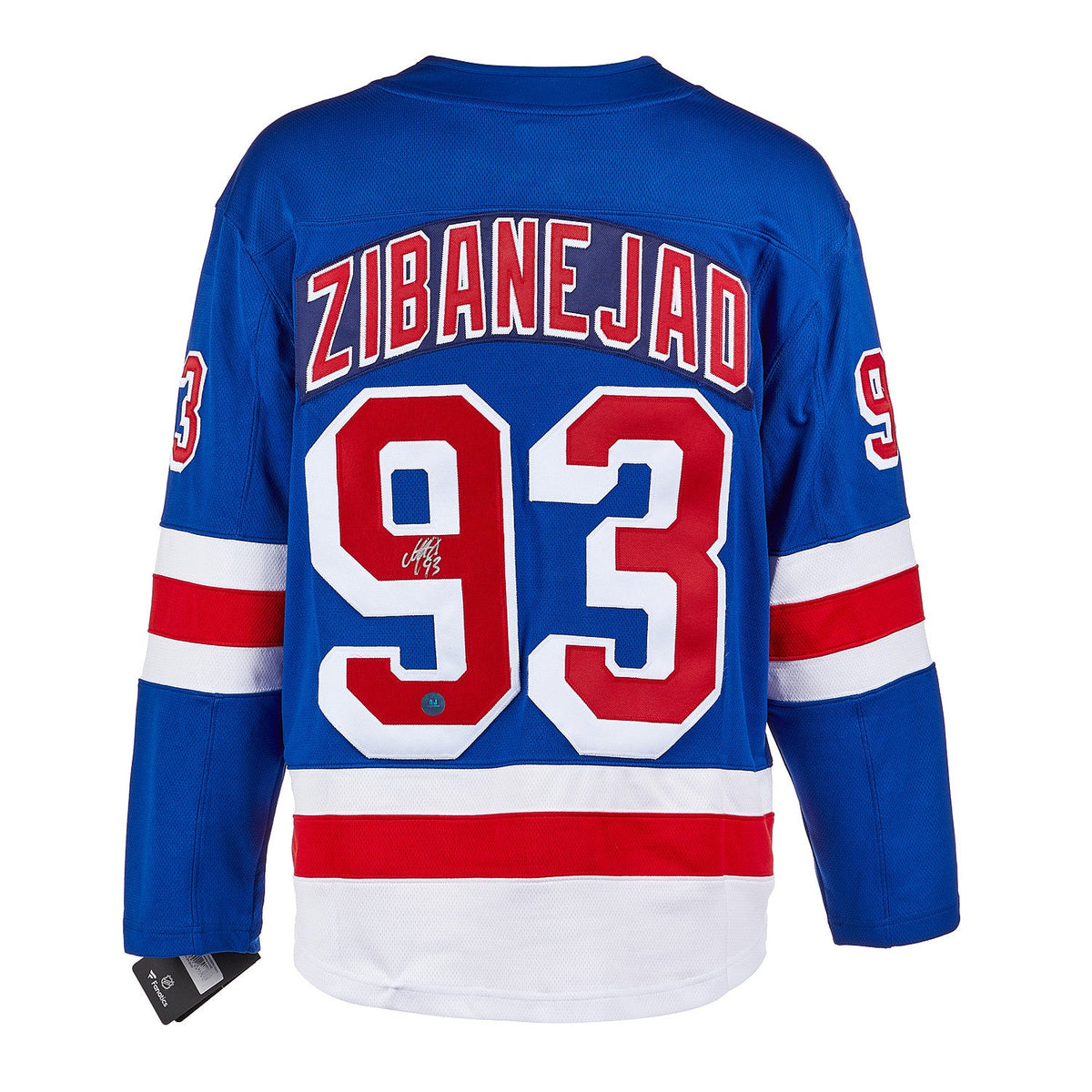 Mika Zibanejad Autographed New York Rangers Fanatics Breakaway Jersey product image 1, provided for visual reference and