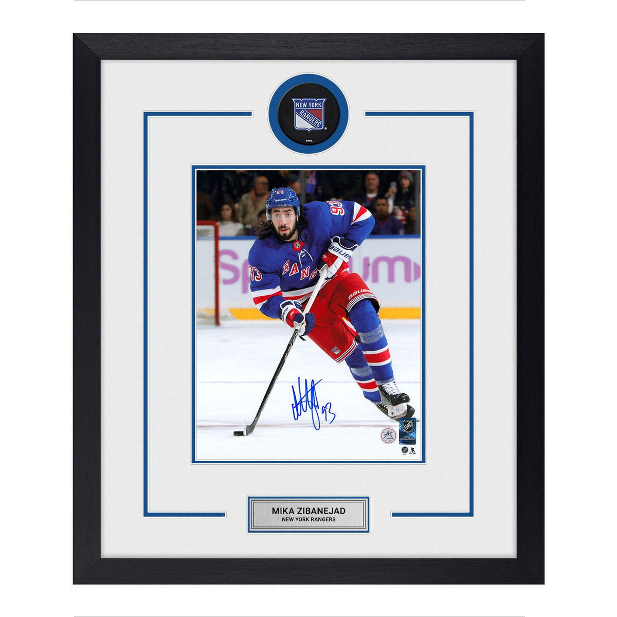 Mika Zibanejad Signed New York Rangers Puck Logo 23x27 Frame product image 1, provided for visual reference and product