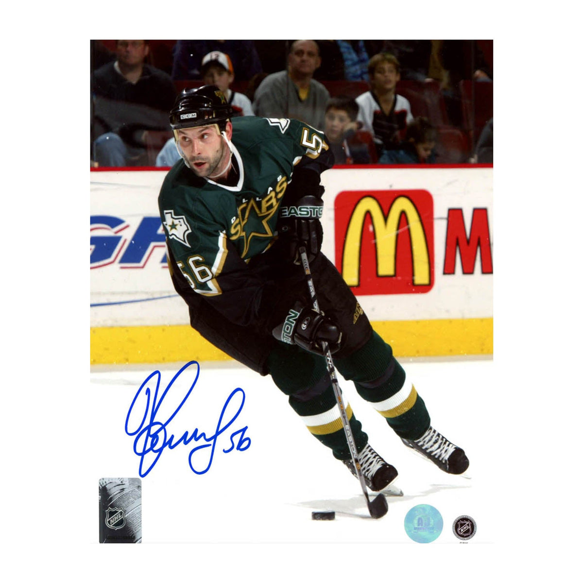 Sergei Zubov Autographed Dallas Stars Puck Rush 8x10 Photo product image 1, provided for visual reference and product detail