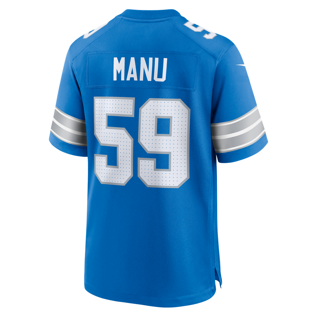 Detroit Lions Giovanni Manu Nike Blue Game Jersey product image 3