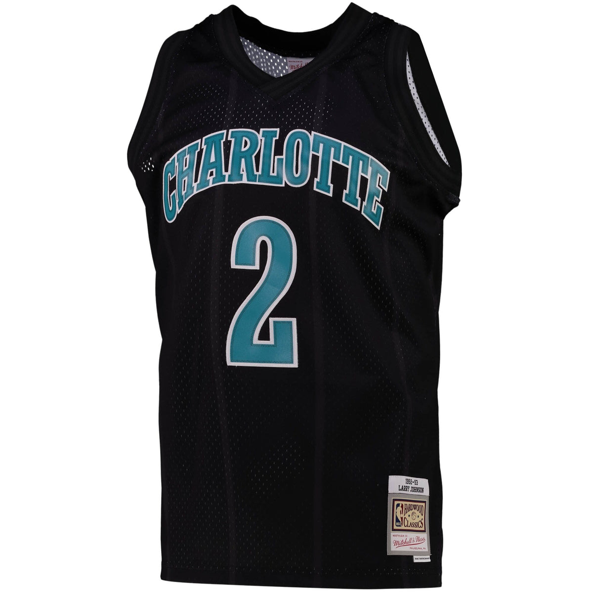 Charlotte Hornets Larry Johnson Black Team Color Swingman Jersey by Mitchell & Ness for Men product image 2, provided for