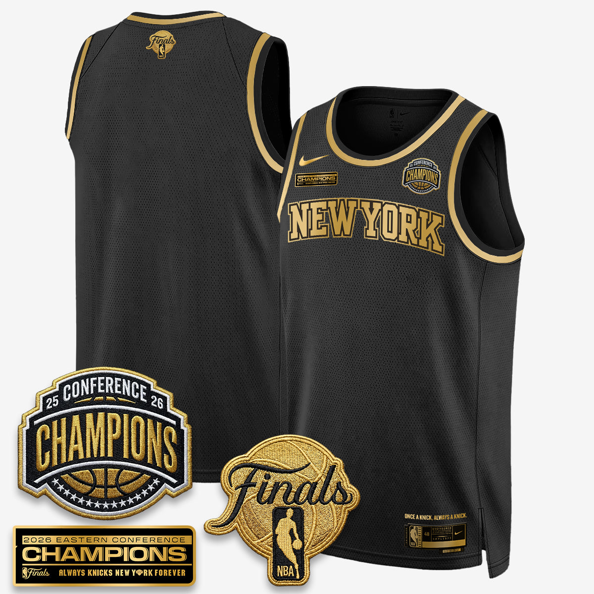 NYK 2026 NBA Eastern Conference Champions Black Gold Edition Jersey - Stitched product image 18, provided for visual