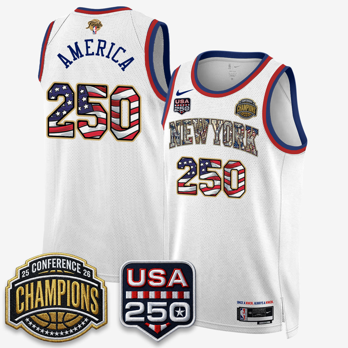 NYK 2026 NBA Eastern Conference Champions x Fourth of July Vapor Jersey - Stitched product image 10, provided for visual