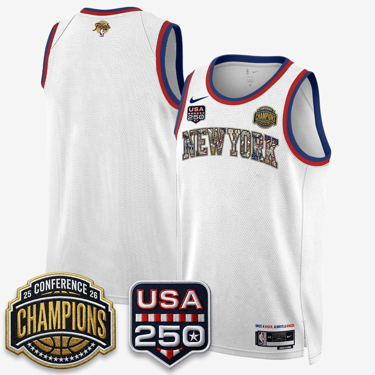 NYK 2026 NBA Eastern Conference Champions x Fourth of July Vapor Jersey - Stitched product image 9, provided for visual