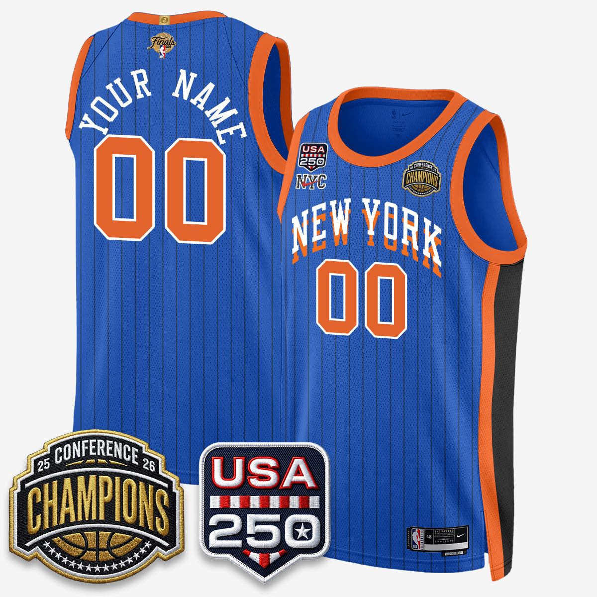 NYK 2026 NBA Eastern Conference Champions City Edition Custom Jersey V2- Stitched product image 4, provided for visual