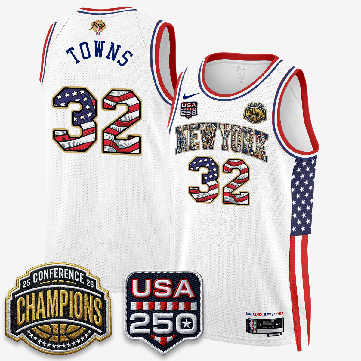 NYK 2026 NBA Eastern Conference Champions x Fourth of July Vapor Jersey - Stitched product image 32, provided for visual