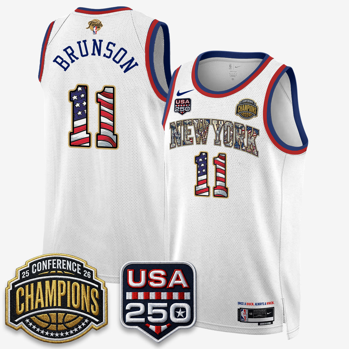 NYK 2026 NBA Eastern Conference Champions x Fourth of July Vapor Jersey - Stitched product image 1, provided for visual