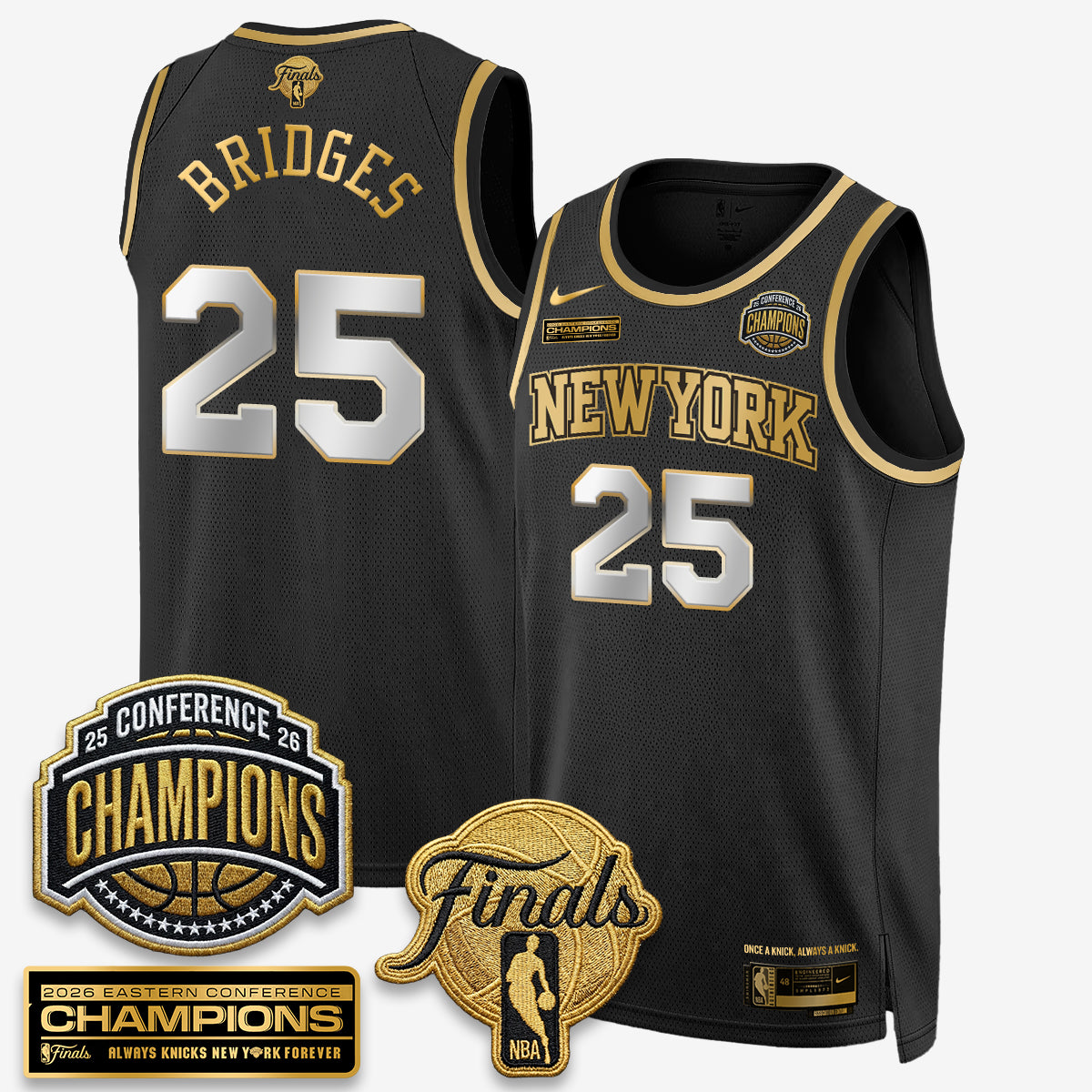 NYK 2026 NBA Eastern Conference Champions Black Gold Edition Jersey - Stitched product image 8, provided for visual