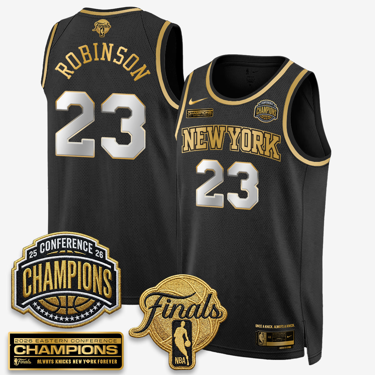NYK 2026 NBA Eastern Conference Champions White Gold Edition Jersey - Stitched product image 23, provided for visual
