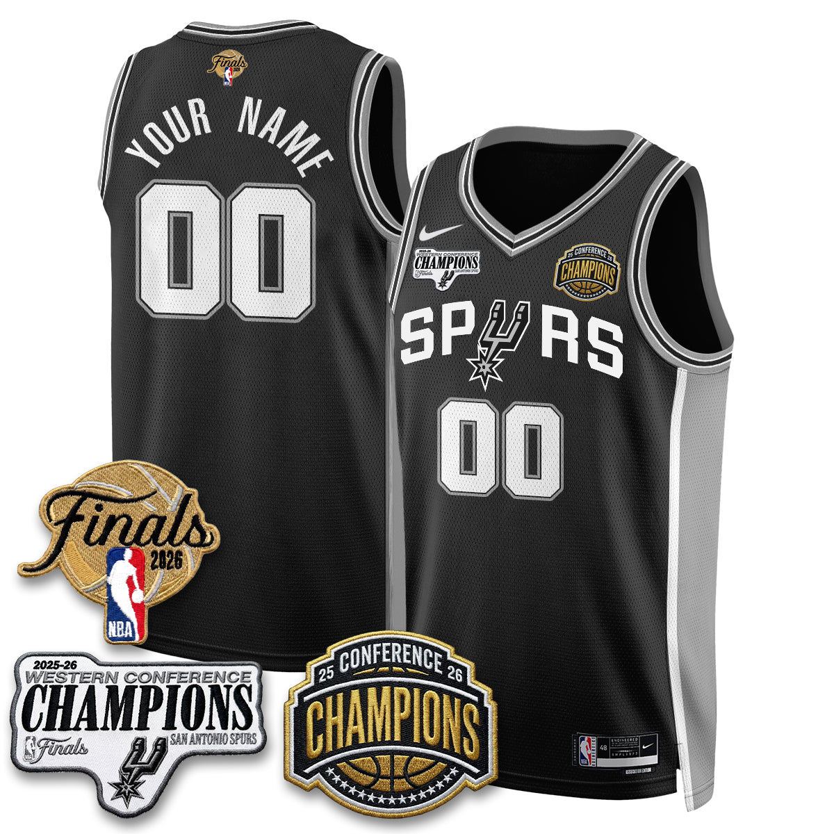 SAS 2026 NBA Western Conference Champions Vapor Custom Jersey - Stitched product image 2, provided for visual reference and