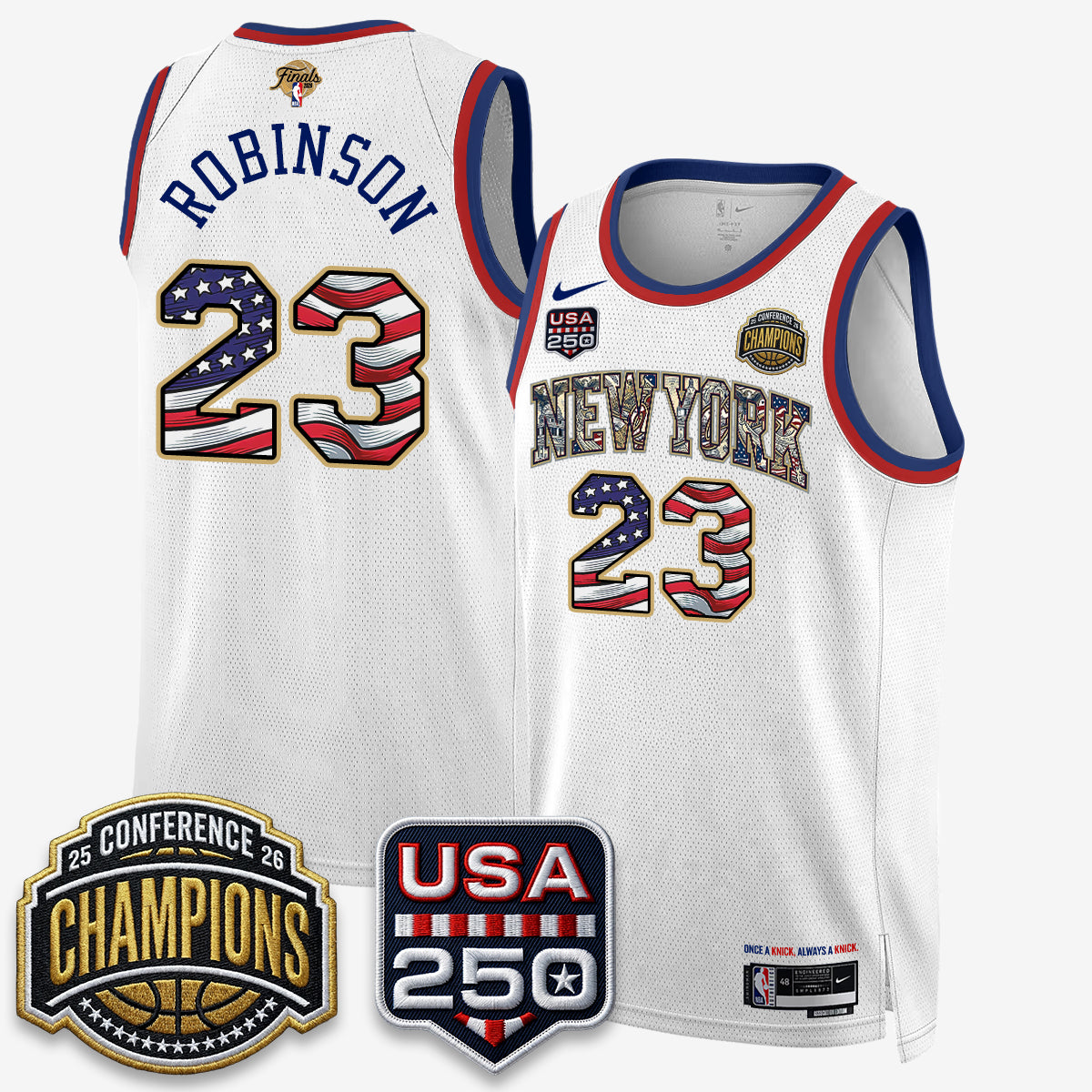NYK 2026 NBA Eastern Conference Champions x Fourth of July Vapor Jersey - Stitched product image 6, provided for visual
