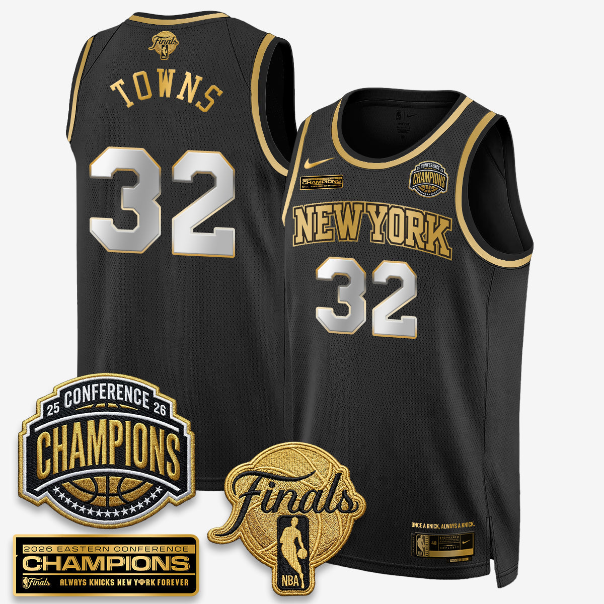 NYK 2026 NBA Eastern Conference Champions White Gold Edition Jersey - Stitched product image 20, provided for visual