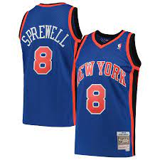 New York Knicks Latrell Sprewell Blue 1998-99 Hardwood Classics Swingman Jersey product image 1, provided for visual