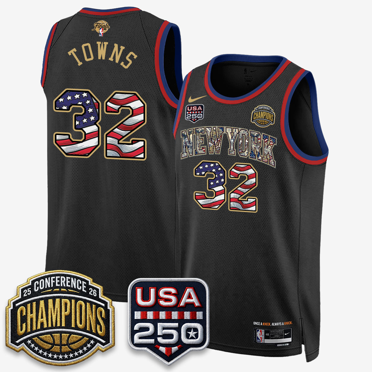 NYK 2026 NBA Eastern Conference Champions x Fourth of July Vapor Jersey - Stitched product image 12, provided for visual