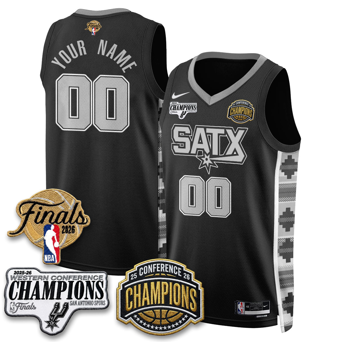 SAS 2026 NBA Western Conference Champions Vapor Custom Jersey - Stitched product image 3, provided for visual reference and
