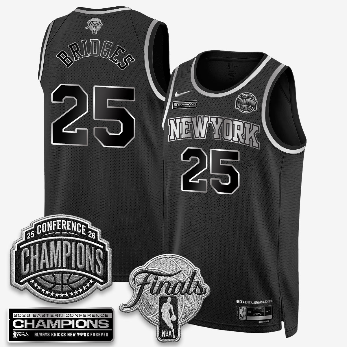 NYK 2026 NBA Eastern Conference Champions Black Gold Edition Jersey - Stitched product image 31, provided for visual