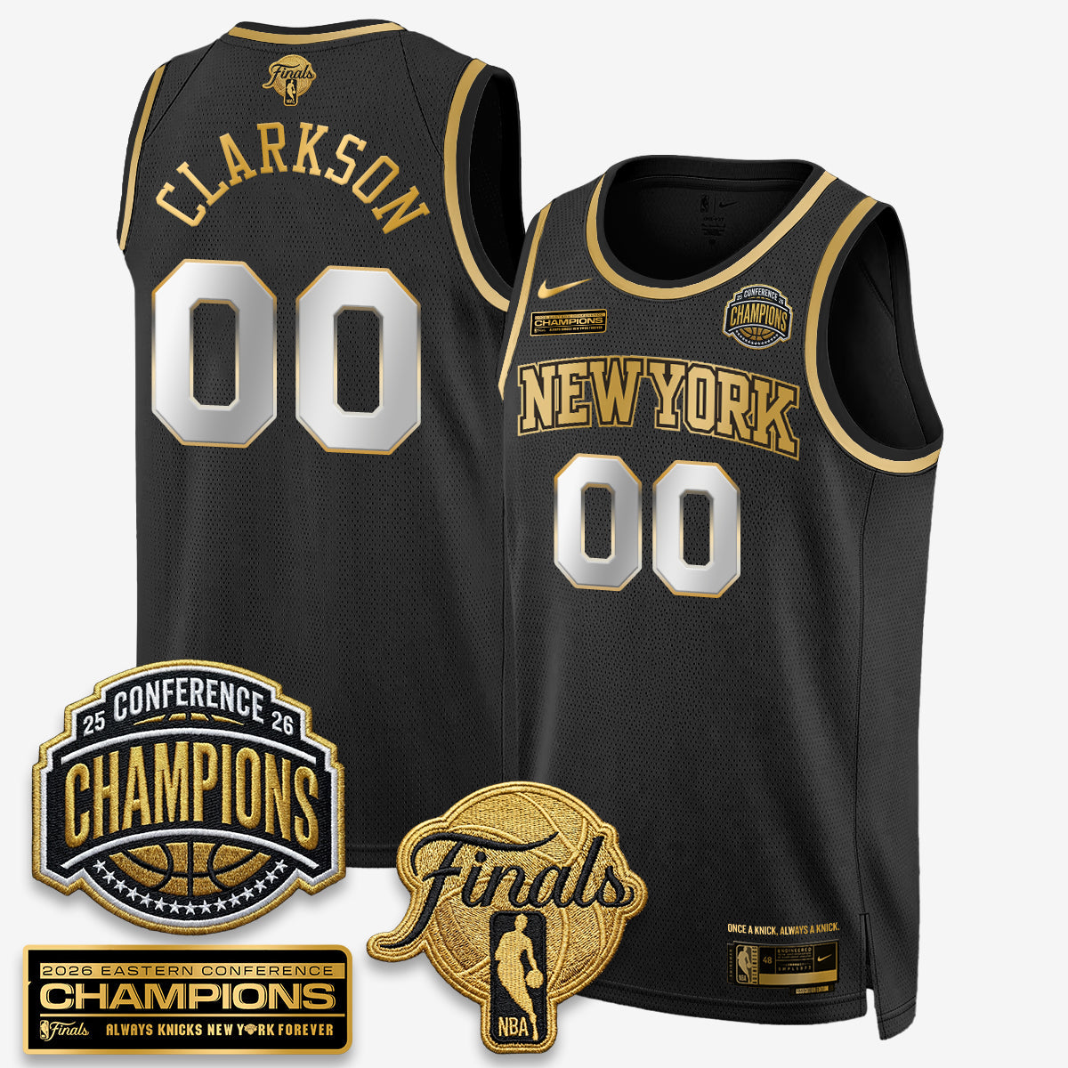 NYK 2026 NBA Eastern Conference Champions Black Gold Edition Jersey - Stitched (2) product image 16, provided for visual