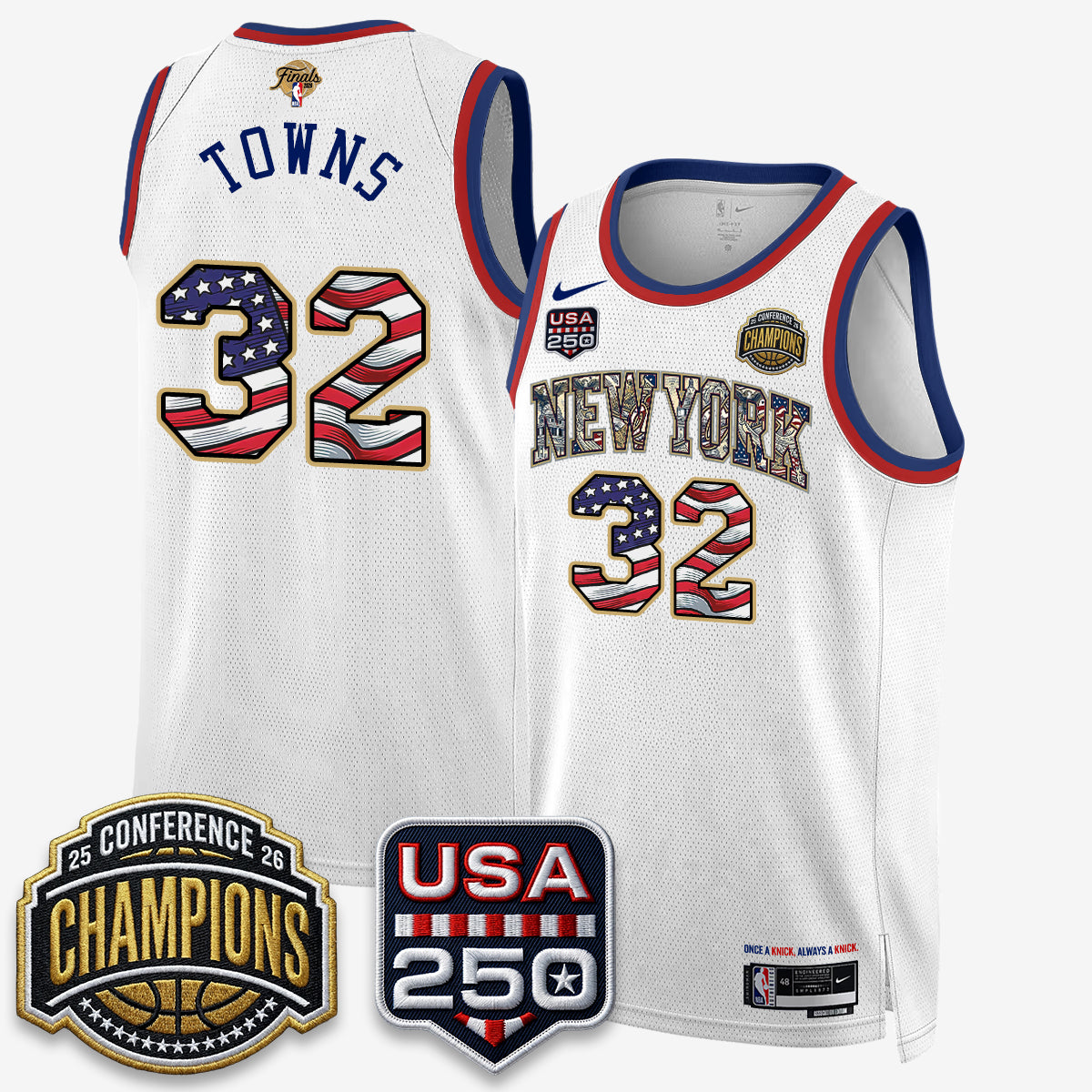 NYK 2026 NBA Eastern Conference Champions x Fourth of July Vapor Jersey - Stitched product image 2, provided for visual