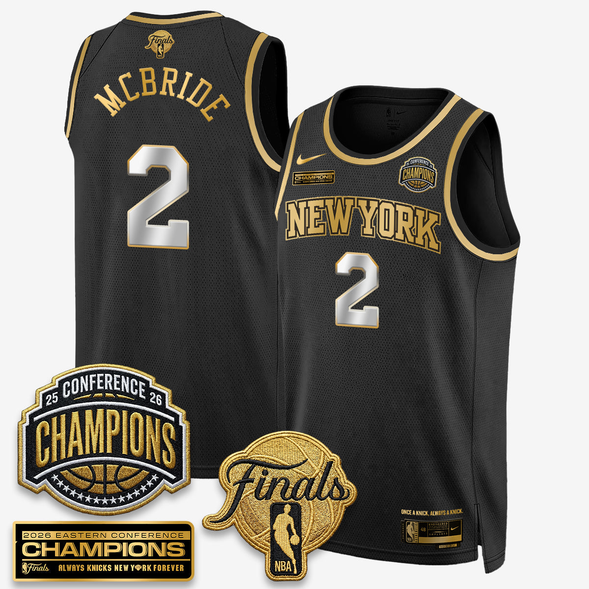 NYK 2026 NBA Eastern Conference Champions White Gold Edition Jersey - Stitched product image 24, provided for visual