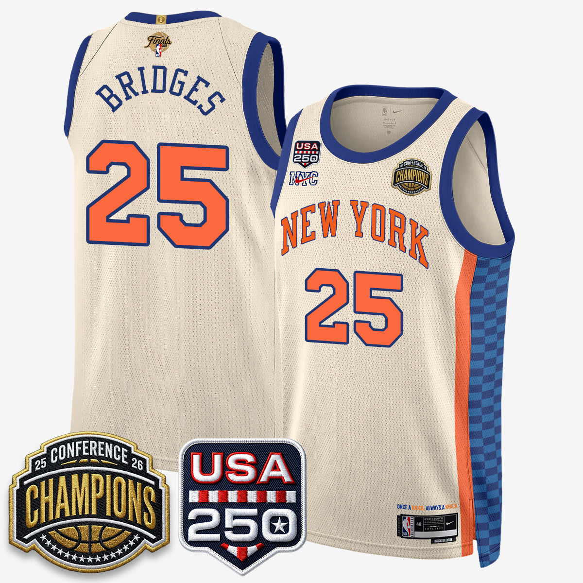 NYK 2026 NBA Eastern Conference Champions City Edition Jersey V2- Stitched product image 40, provided for visual reference