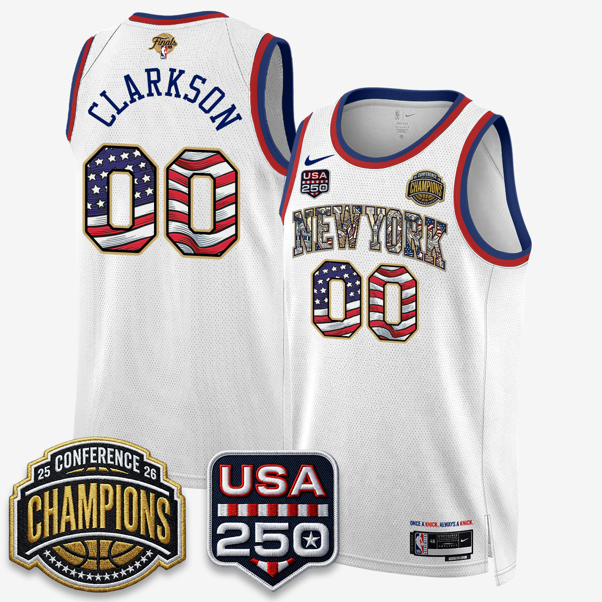 NYK 2026 NBA Eastern Conference Champions x Fourth of July Vapor Jersey - Stitched product image 8, provided for visual