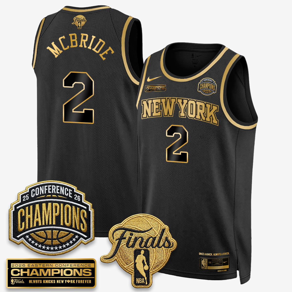 NYK 2026 NBA Eastern Conference Champions Black Gold Edition Jersey - Stitched product image 13, provided for visual