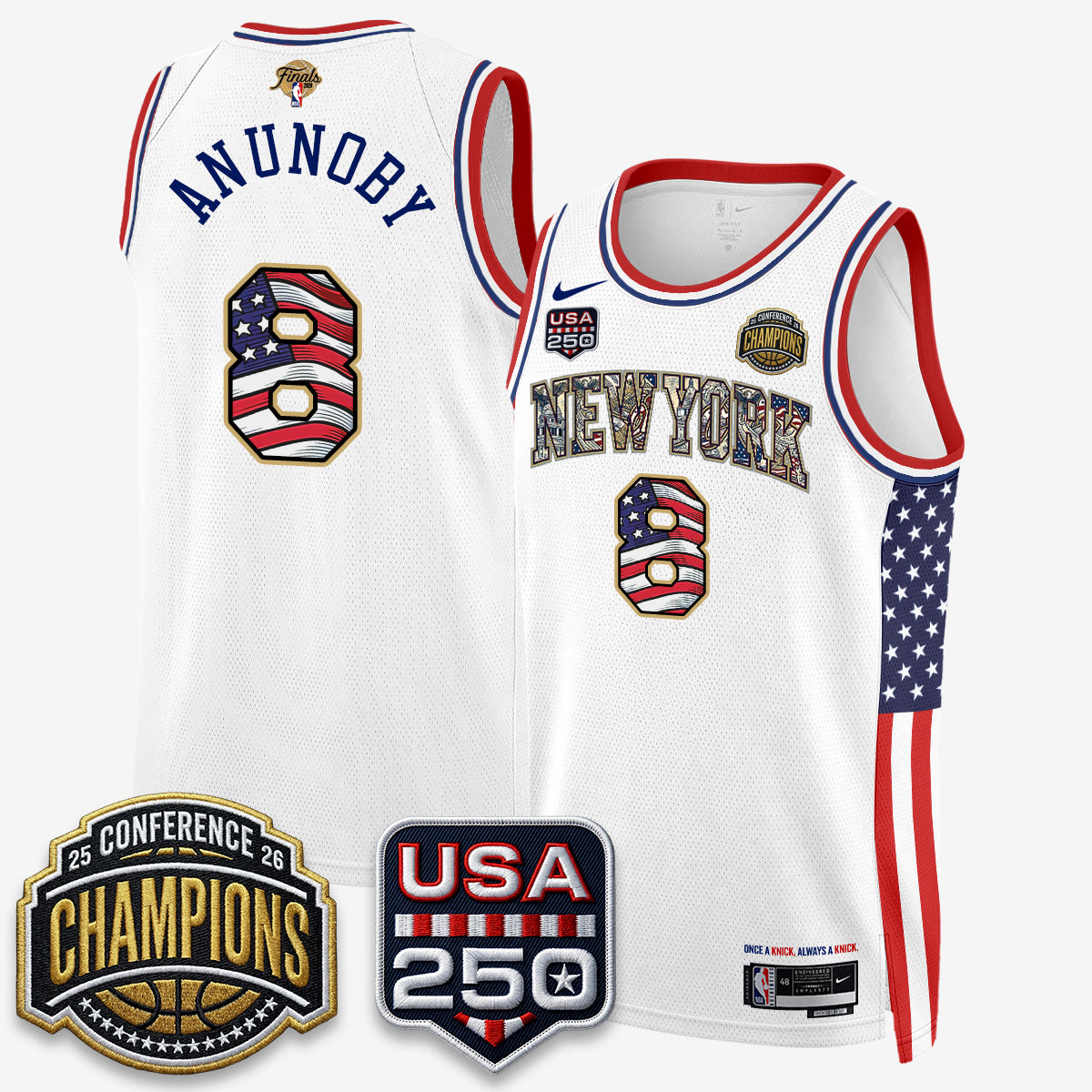 NYK 2026 NBA Eastern Conference Champions x Fourth of July Vapor Jersey - Stitched product image 33, provided for visual