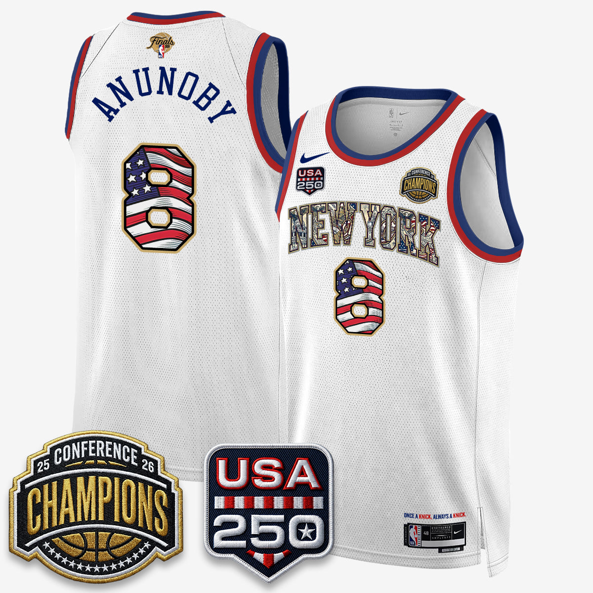 NYK 2026 NBA Eastern Conference Champions x Fourth of July Vapor Jersey - Stitched product image 3, provided for visual
