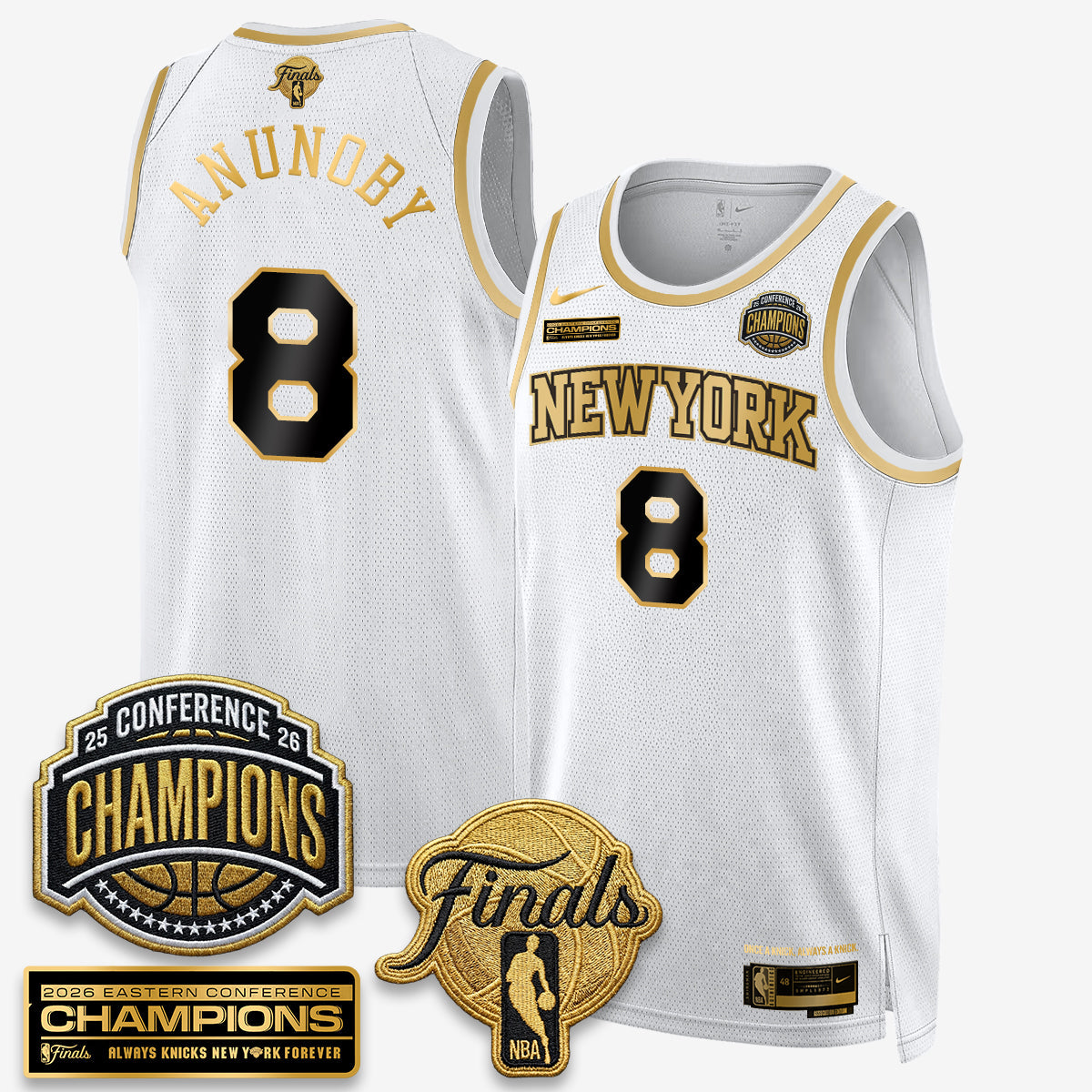 NYK 2026 NBA Eastern Conference Champions White Gold Edition Jersey - Stitched product image 5, provided for visual