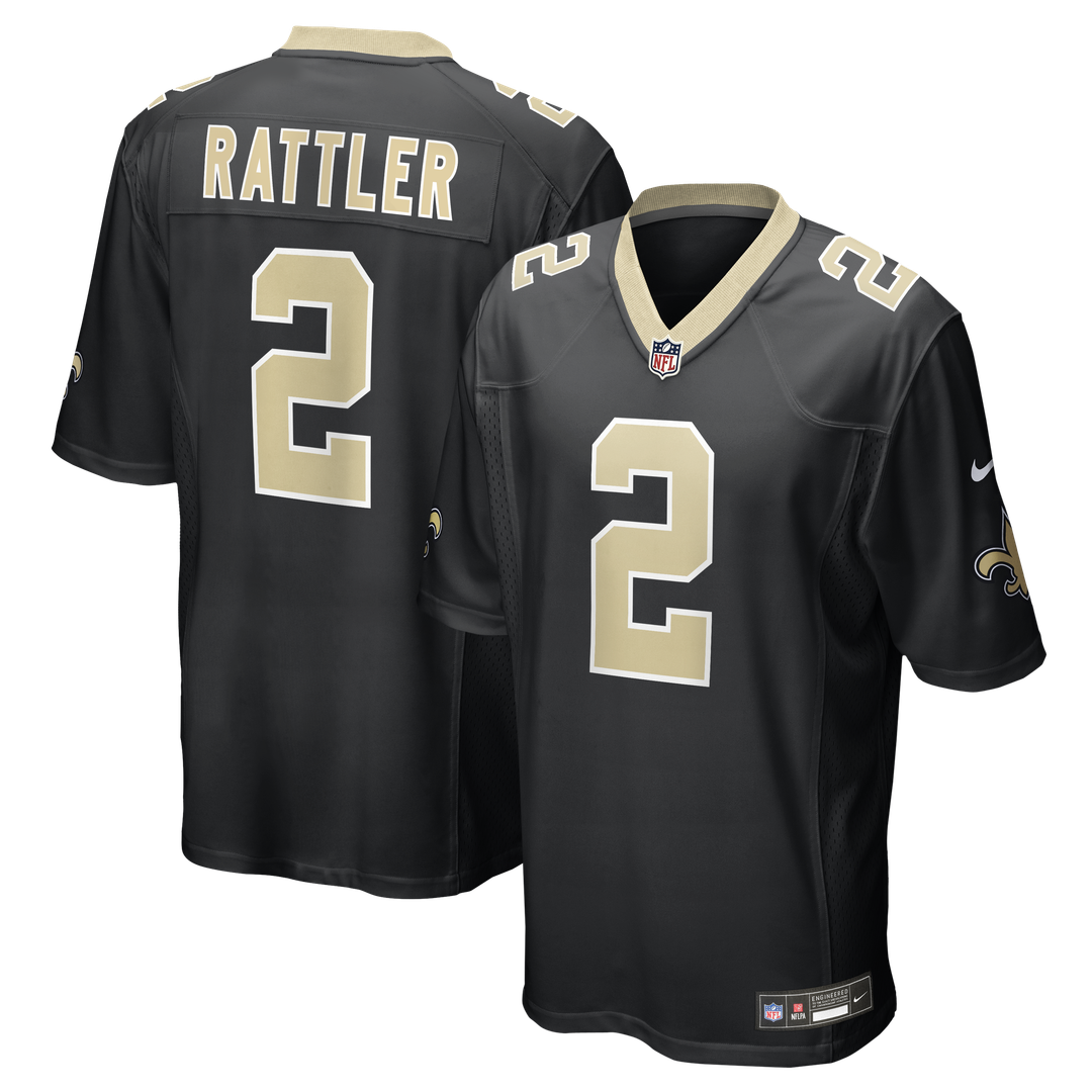 New Orleans Saints Spencer Rattler Nike Black Game Jersey product image 1
