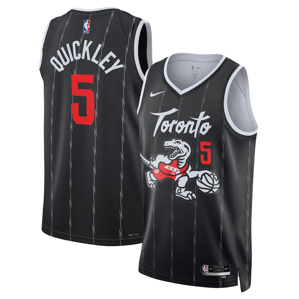 Toronto Raptors 202526 City Edition Swingman Jersey Black Immanuel Quickley Unisex | RTJ13184 product image 1, provided for