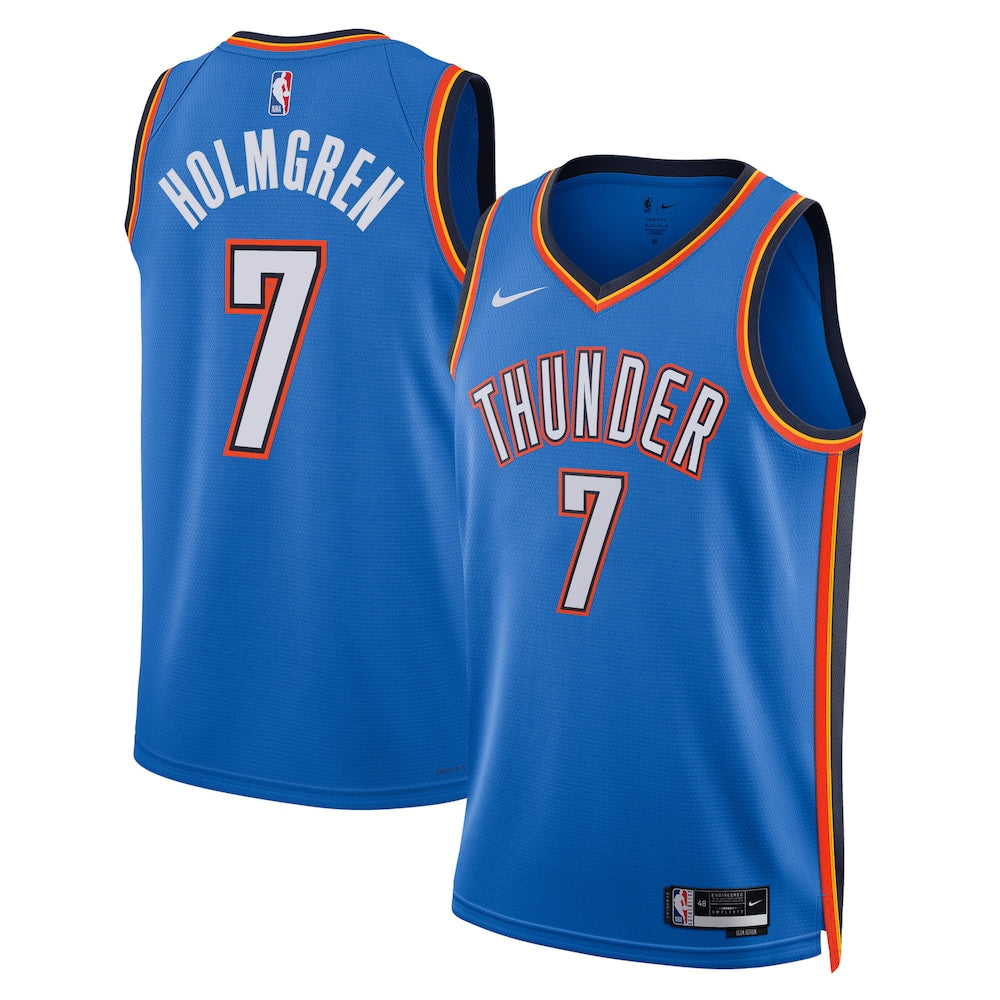 Oklahoma City Thunder Icon Edition Swingman Jersey Blue Chet Holmgren Unisex | Stitched Jersey RTJS 11991 product image 1,